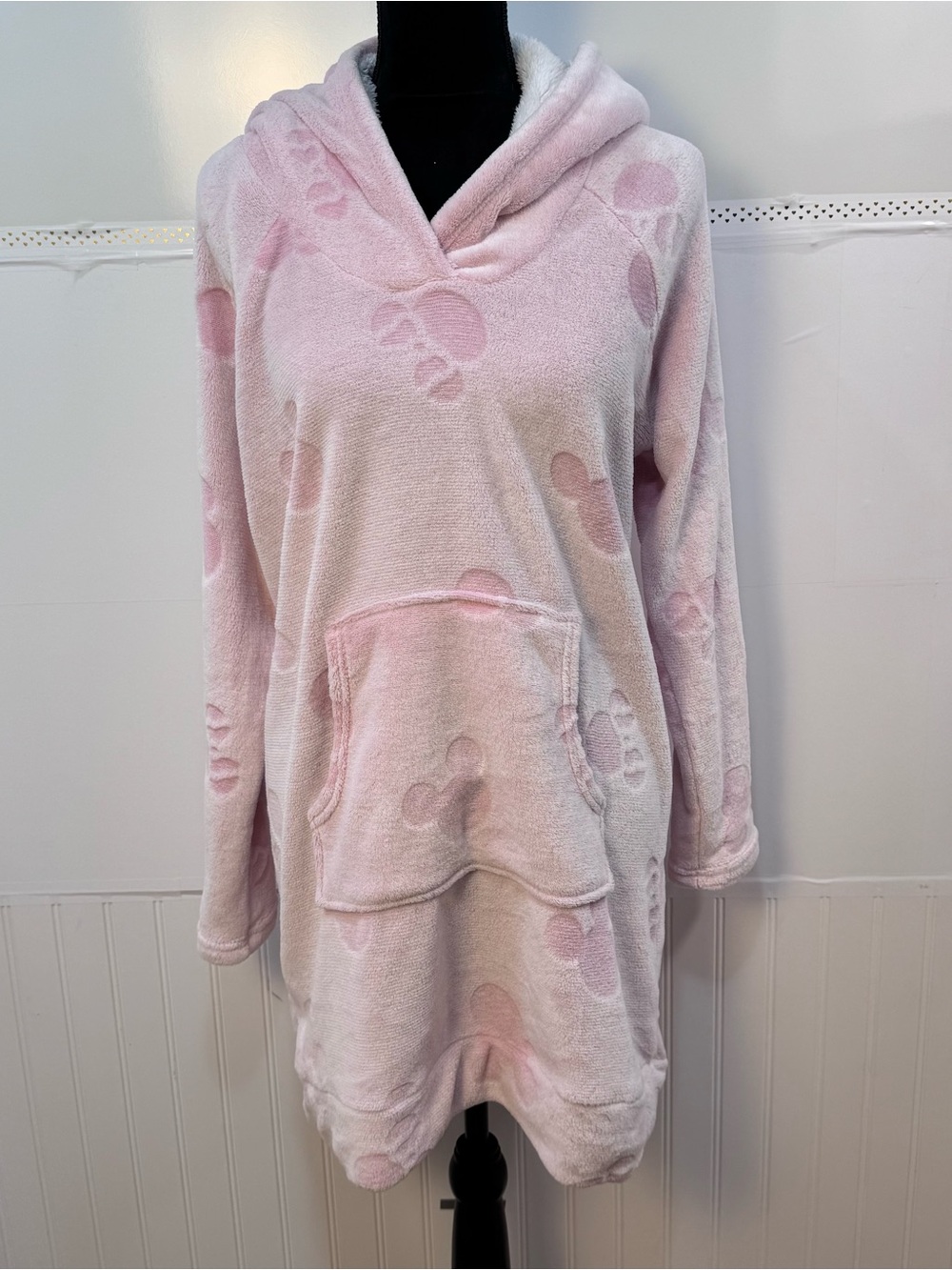 Disney Minnie Mouse Pink Plush Hooded Lounge Dress Sherpa Cozy Medium M - Picture 3 of 9